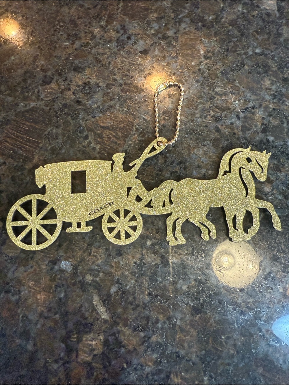 Coach Gold Glitter Horse & Carriage Charm Gift Bag Tag